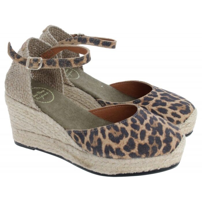 Toni Pons Lagos Animal Print Wedge Espadrilles – Leo Leather – Womens Espadrilles - Crep Direct UK