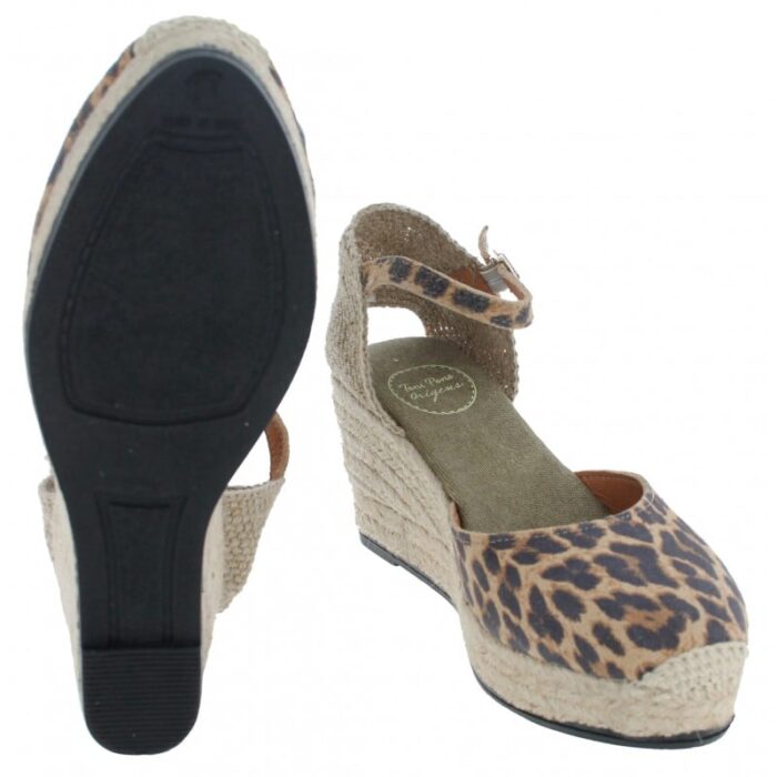 Toni Pons Lagos Animal Print Wedge Espadrilles – Leo Leather – Womens Espadrilles - Crep Direct UK