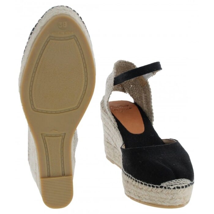 Toni Pons Laia-NT Wedge Espadrilles – Black Linen – Womens Espadrilles - Crep Direct UK
