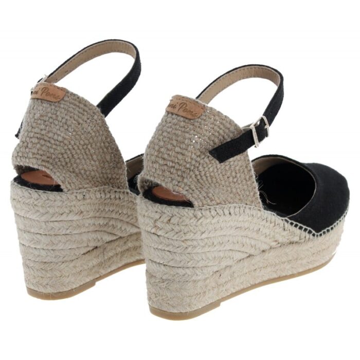 Toni Pons Laia-NT Wedge Espadrilles – Black Linen – Womens Espadrilles - Crep Direct UK