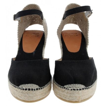 Toni Pons Laia-NT Wedge Espadrilles – Black Linen – Womens Espadrilles - Crep Direct UK