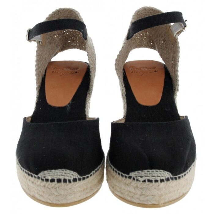 Toni Pons Laia-NT Wedge Espadrilles – Black Linen – Womens Espadrilles - Crep Direct UK