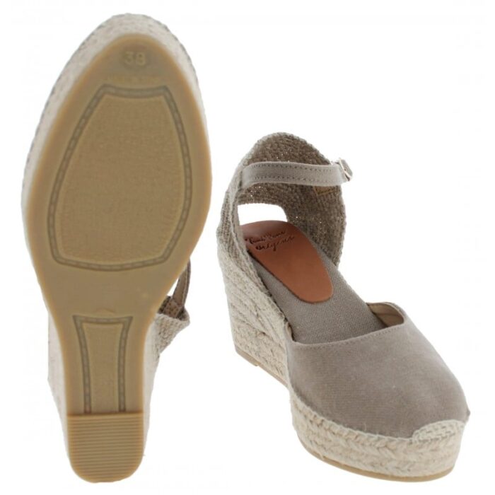 Toni Pons Laia-NT Wedge Espadrilles – Taupe Linen – Womens Espadrilles - Crep Direct UK