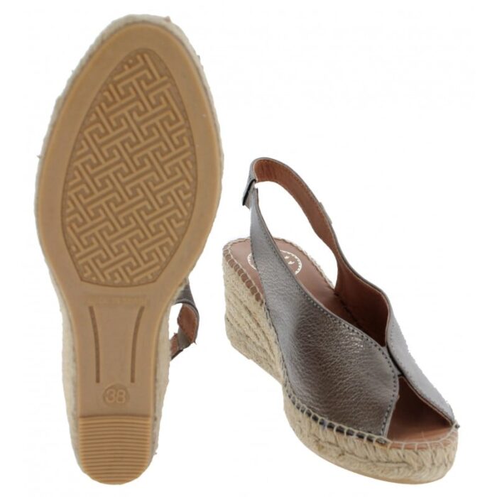 Toni Pons Laila-p Peep Toe Espadrilles – Bronze Leather – Womens Espadrilles - Crep Direct UK