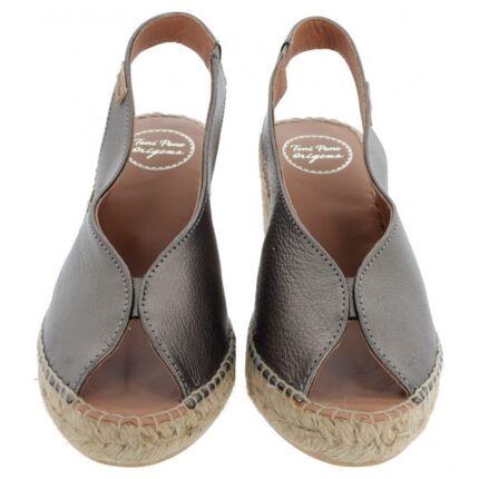 Toni Pons Laila-p Peep Toe Espadrilles – Bronze Leather – Womens Espadrilles - Crep Direct UK