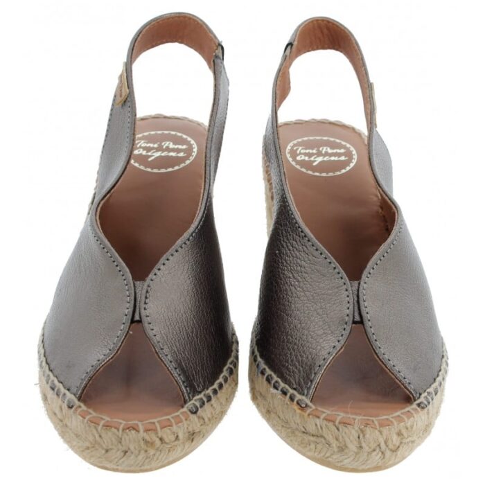 Toni Pons Laila-p Peep Toe Espadrilles – Bronze Leather – Womens Espadrilles - Crep Direct UK