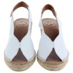 Toni Pons Laila-p Peep Toe Espadrilles – White Leather – Womens Sandals, Sliders & Toe Posts - Crep Direct UK