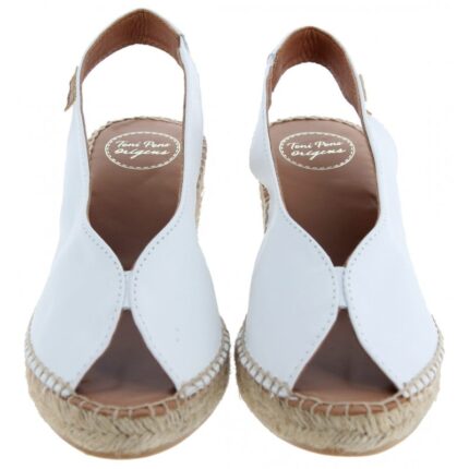 Toni Pons Laila-p Peep Toe Espadrilles – White Leather – Womens Espadrilles - Crep Direct UK