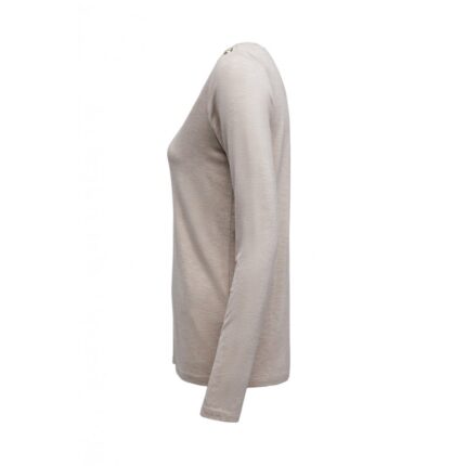 Holland Cooper Long Sleeve Vee Neck Tee – Oatmeal – Ladies Clothing - Crep Direct UK