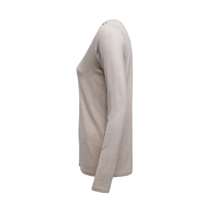 Holland Cooper Long Sleeve Vee Neck Tee – Oatmeal – Ladies Clothing - Crep Direct UK