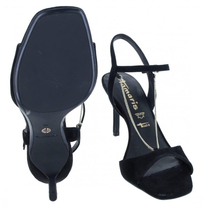 Tamaris Loriana 28004 High Heel Sandals – Black Leather – Womens Sandals, Sliders & Toe Posts - Crep Direct UK