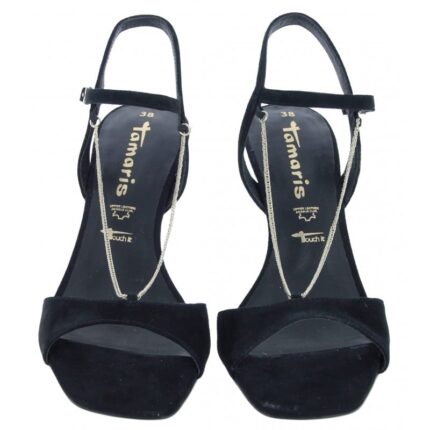 Tamaris Loriana 28004 High Heel Sandals – Black Leather – Womens Sandals, Sliders & Toe Posts - Crep Direct UK