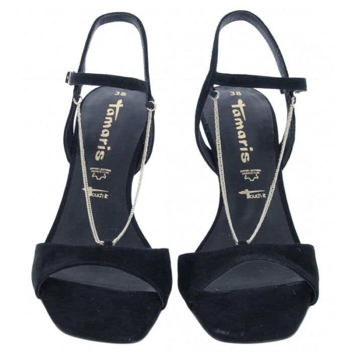 Tamaris Loriana 28004 High Heel Sandals – Black Leather – Womens Sandals, Sliders & Toe Posts - Crep Direct UK