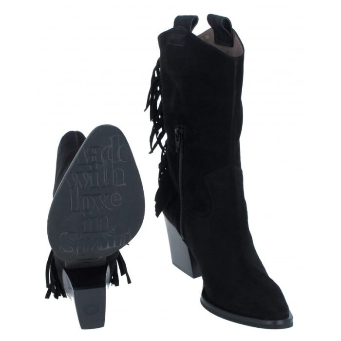Wonders M-4823 Cowboy Boots – Black Suede – Womens Boots - Crep Direct UK
