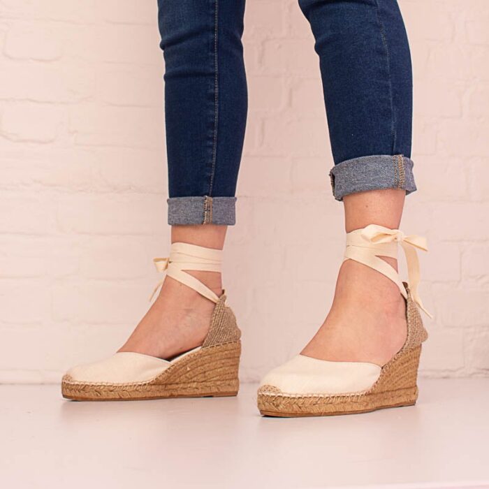 Toni Pons Calonge Wedge Espadrilles – Cru Linen – Womens Espadrilles - Crep Direct UK