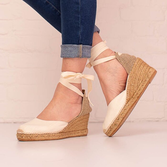 Toni Pons Calonge Wedge Espadrilles – Cru Linen – Womens Espadrilles - Crep Direct UK