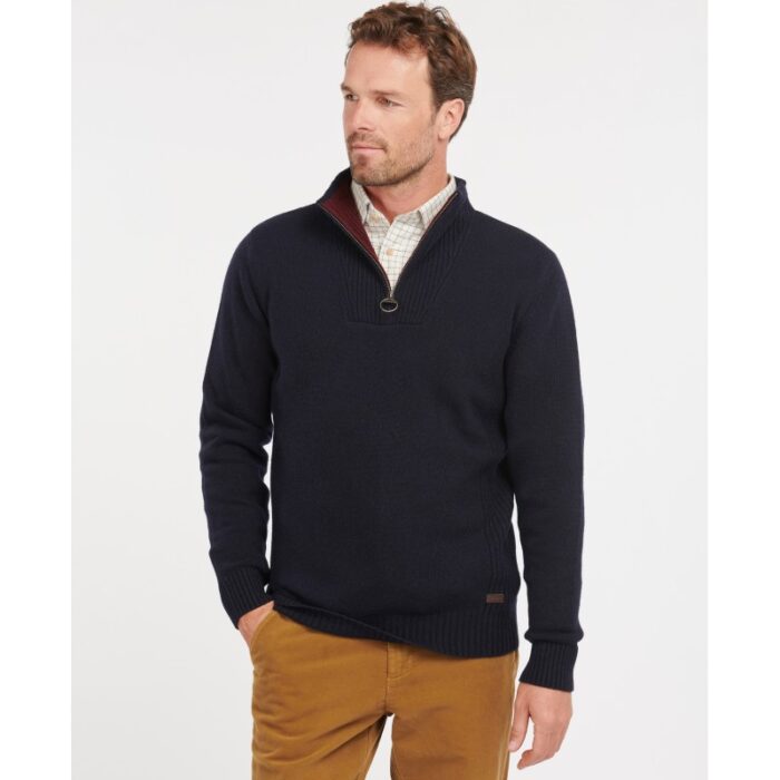 Barbour Nelson Essential Half Zip Jumper MKN0863 – Navy Wool – Mens Clothing - Crep Direct UK