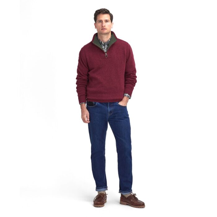 Barbour Nelson Essential Half Zip Jumper MKN0863 – Port – Mens Clothing - Crep Direct UK