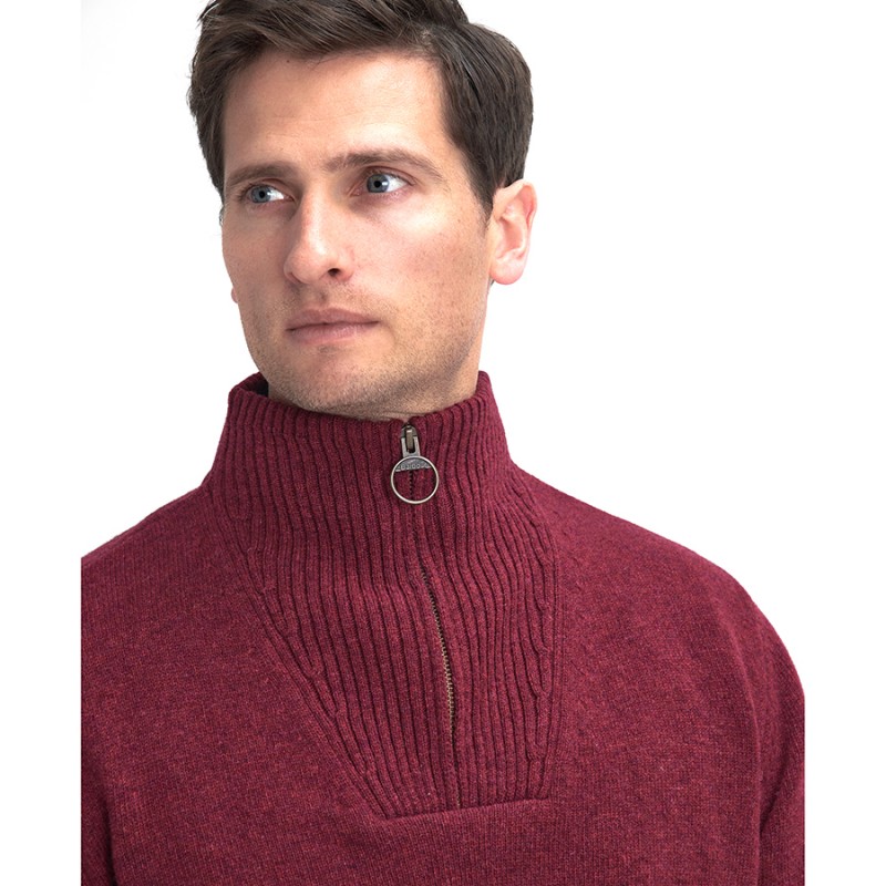 Barbour Nelson Essential Half Zip Jumper MKN0863 – Port – Mens Clothing - Crep Direct UK