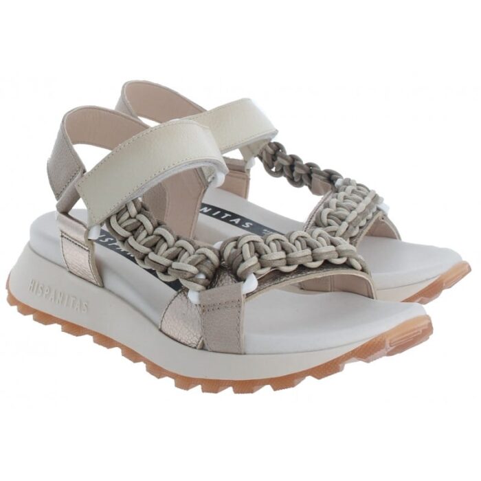 Hispanitas Maui HV253898 Sandals – Taupe/Metallic Leather – Womens Sandals, Sliders & Toe Posts - Crep Direct UK