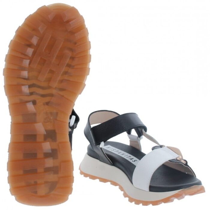 Hispanitas Maui CHV253896 Sandals – Black / White Leather – Womens Sandals, Sliders & Toe Posts - Crep Direct UK