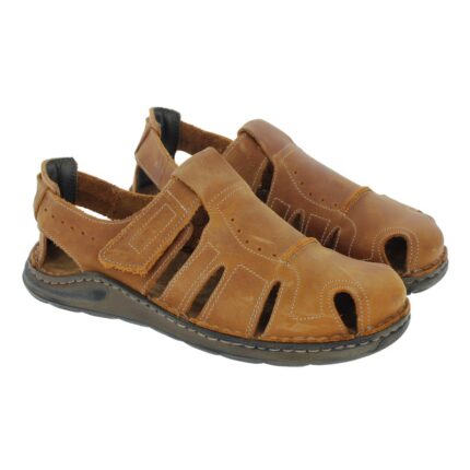 Josef Seibel Maverick 01 Closed Toe Sandals - Castagne Leather - Mens Sandals, Sliders & Toe Posts