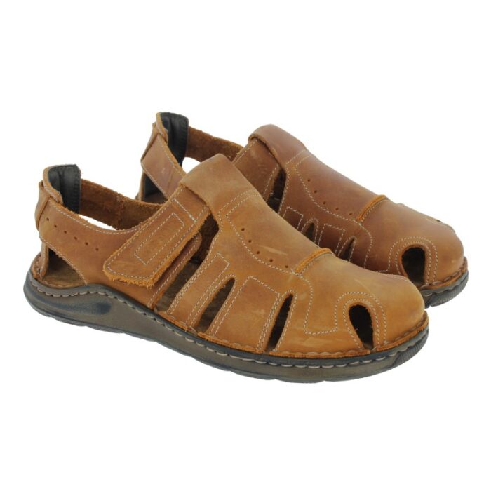 Josef Seibel Maverick 01 Closed Toe Sandals – Castagne Leather – Mens Sandals, Sliders & Toe Posts - Crep Direct UK
