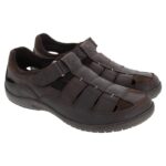 Panama Jack Meridian Basics Closed Toe Sandals – Brown Leather – Mens Sandals, Sliders & Toe Posts - Crep Direct UK