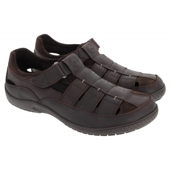 Panama Jack Meridian Basics Closed Toe Sandals – Brown Leather – Mens Sandals, Sliders & Toe Posts - Crep Direct UK