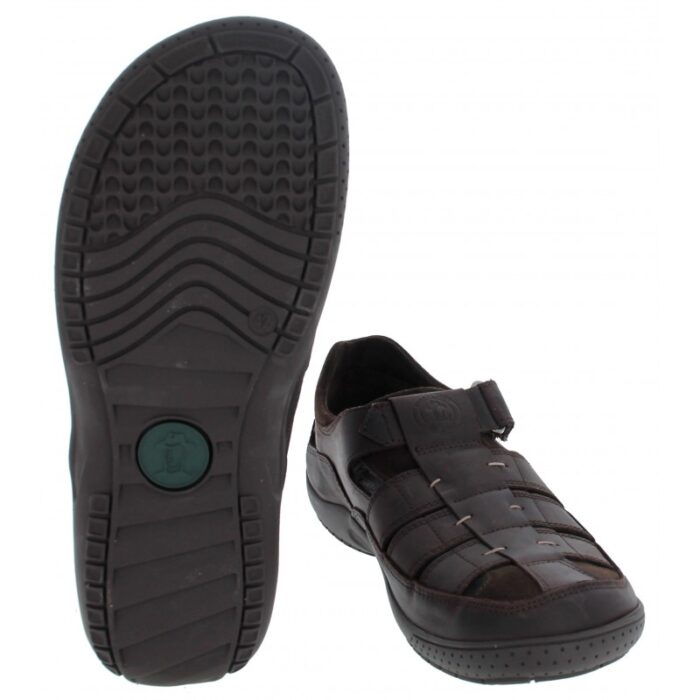 Panama Jack Meridian Basics Closed Toe Sandals – Brown Leather – Mens Sandals, Sliders & Toe Posts - Crep Direct UK
