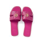 Holland Cooper Monogram Slide – Pink Croc Leather – Womens Sandals, Sliders & Toe Posts - Crep Direct UK