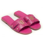 Holland Cooper Monogram Slide – Pink Croc Leather – Womens Sandals, Sliders & Toe Posts - Crep Direct UK