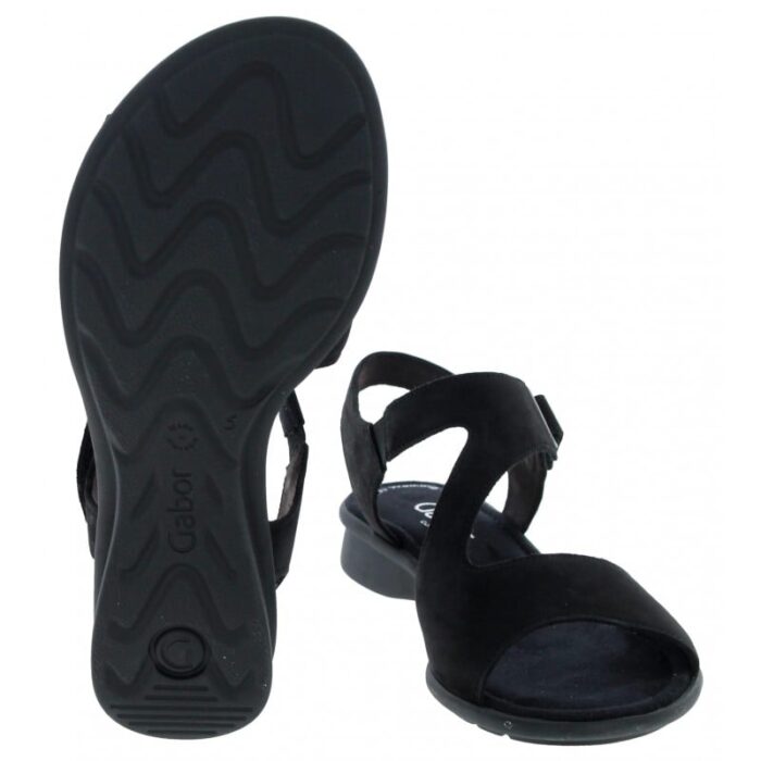 Gabor Mostic 46.063 Sandals – Black Nubuck – Womens Sandals, Sliders & Toe Posts - Crep Direct UK