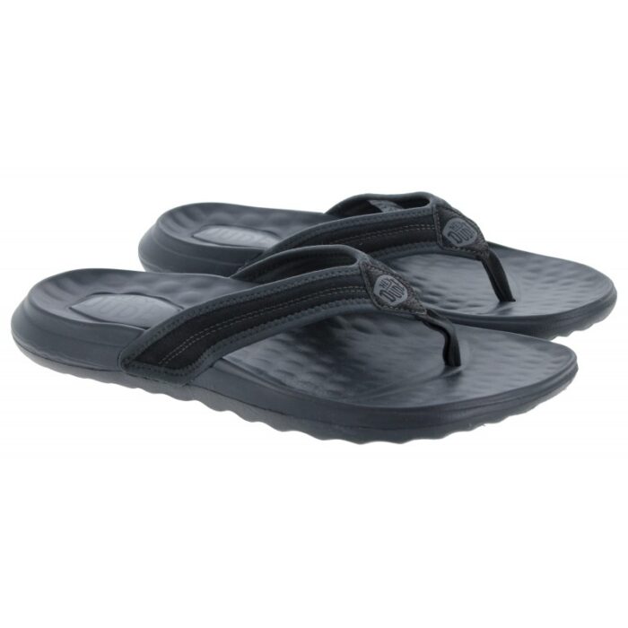 Hey Dude Myers Flip Sport Mode 40713 – Black/Black – Mens Sandals, Sliders & Toe Posts - Crep Direct UK