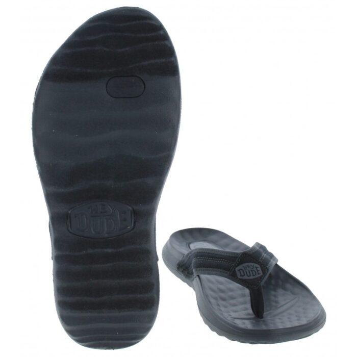 Hey Dude Myers Flip Sport Mode 40713 – Black/Black – Mens Sandals, Sliders & Toe Posts - Crep Direct UK