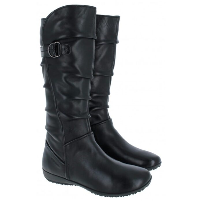 Josef Seibel Naly 23 Flat Knee High Boots – Black Leather – Womens Boots - Crep Direct UK