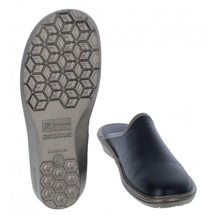 Nordikas Naomi 347-0/8 Mule Slippers – Black Leather – Womens Slippers - Crep Direct UK