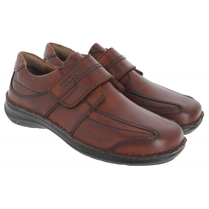 Josef Seibel New Anvers 02 44902 Velcro Shoes – Cognac Leather – Mens Shoes - Crep Direct UK
