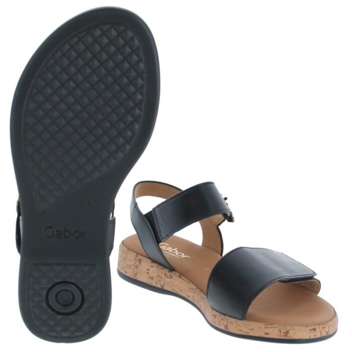 Gabor Opton 62.734 Flat Sandals – Black Leather – Womens Sandals, Sliders & Toe Posts - Crep Direct UK
