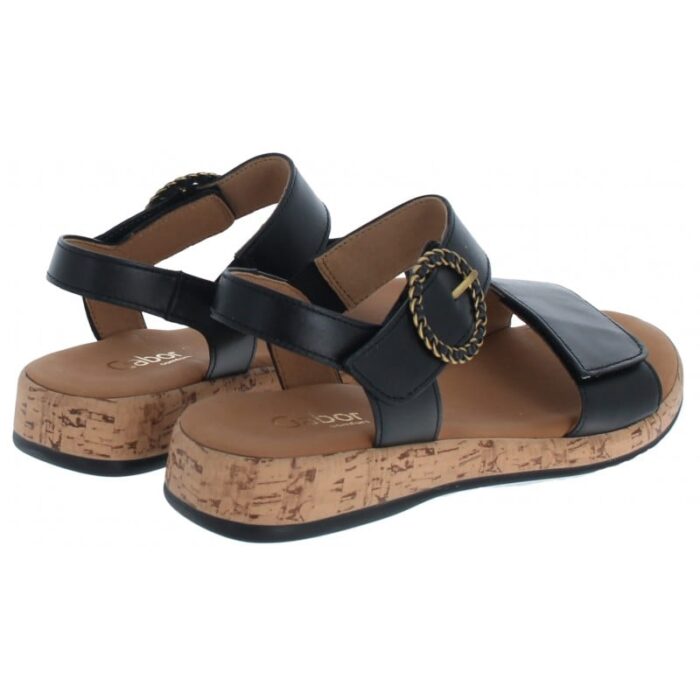 Gabor Opton 62.734 Flat Sandals – Black Leather – Womens Sandals, Sliders & Toe Posts - Crep Direct UK