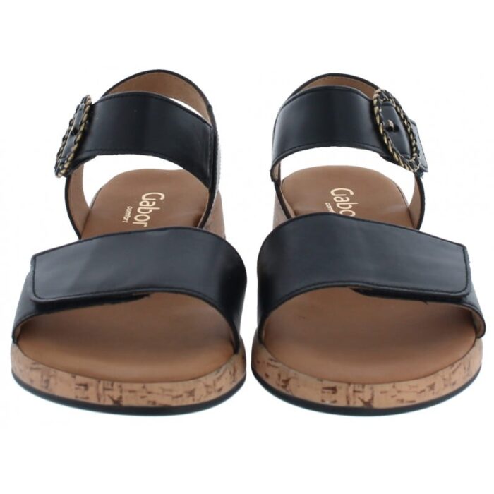 Gabor Opton 62.734 Flat Sandals – Black Leather – Womens Sandals, Sliders & Toe Posts - Crep Direct UK