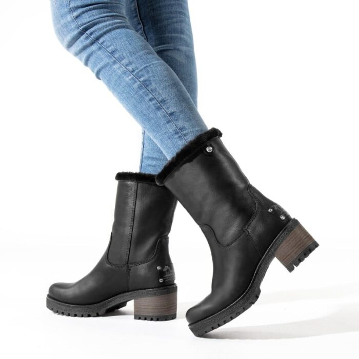 Panama Jack Piola Boots – Black Leather – Womens Boots - Crep Direct UK