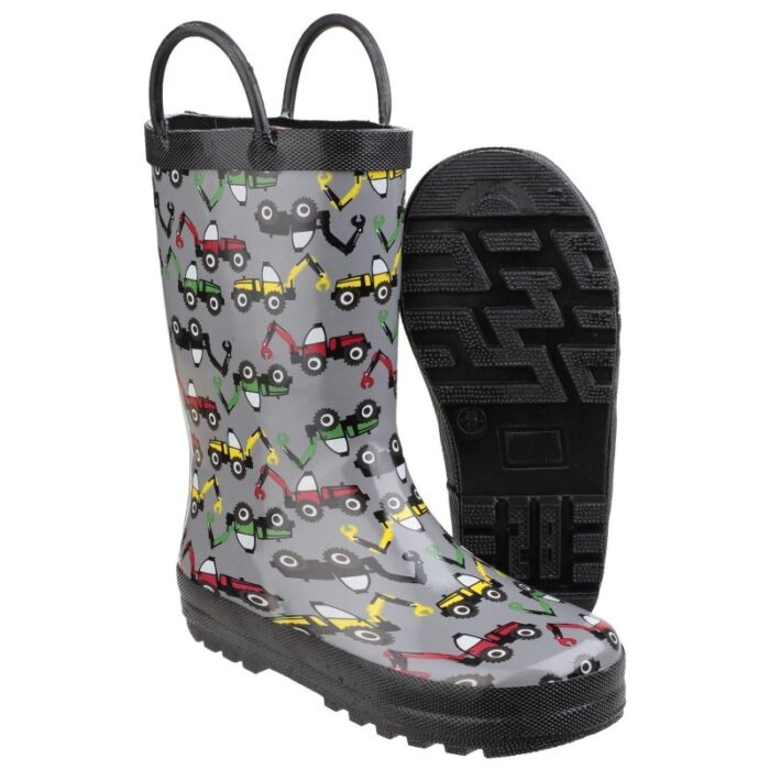 Cotswold Puddle Boots Digger – Grey – Boys Wellies - Crep Direct UK