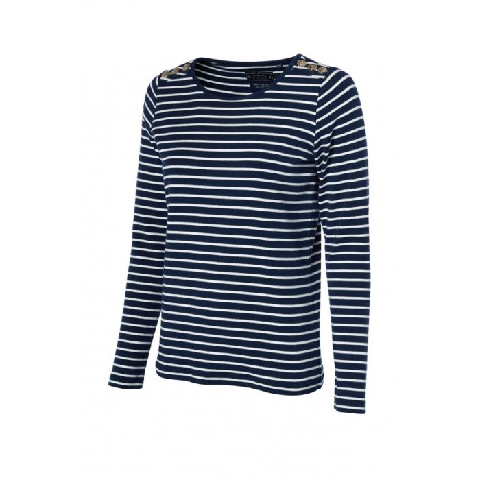 Holland Cooper Padstow Long Sleeve Crew Neck Tee – Ink Navy / Natural Stripe – Ladies Clothing - Crep Direct UK