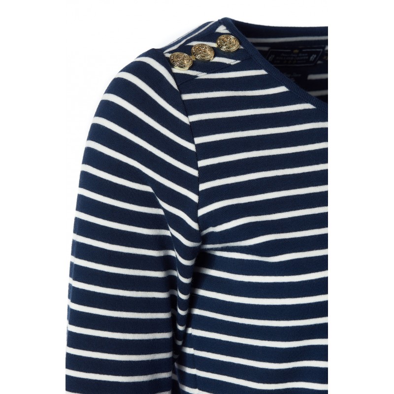 Holland Cooper Padstow Long Sleeve Crew Neck Tee – Ink Navy / Natural Stripe – Ladies Clothing - Crep Direct UK