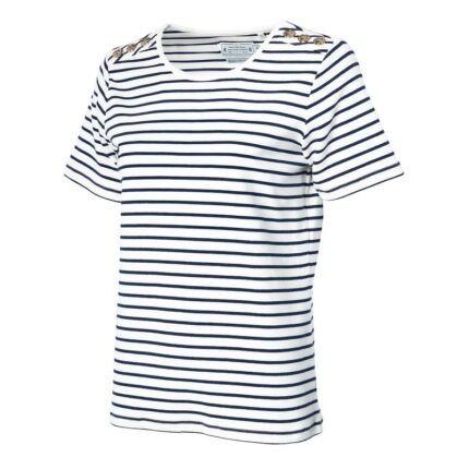 Holland Cooper Padstow Crew Neck Tee – Natural Ink / Navy Stripe – Ladies Clothing - Crep Direct UK