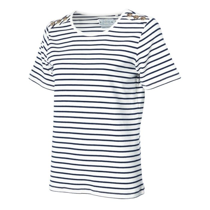 Holland Cooper Padstow Crew Neck Tee – Natural Ink / Navy Stripe – Ladies Clothing - Crep Direct UK