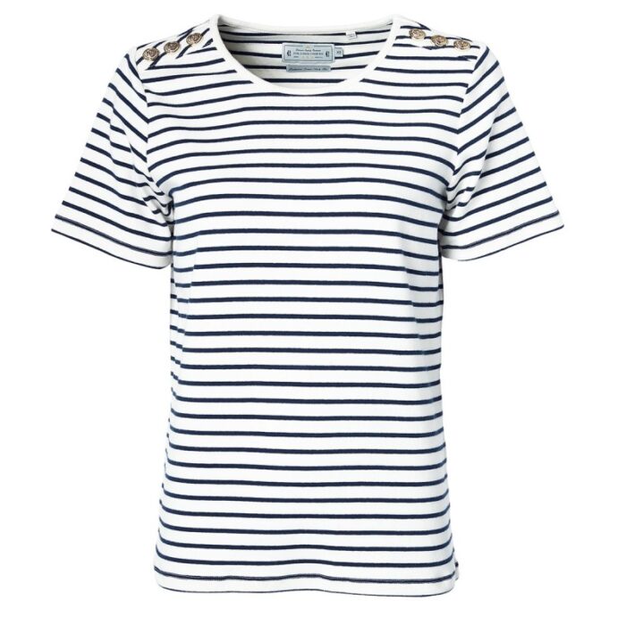 Holland Cooper Padstow Crew Neck Tee – Natural Ink / Navy Stripe – Ladies Clothing - Crep Direct UK