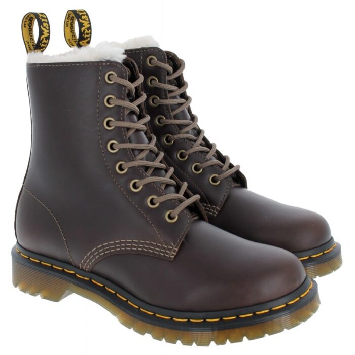 Dr. Martens 1460 Pascal Serena Boots – Dark Khaki Leather – Womens Boots - Crep Direct UK