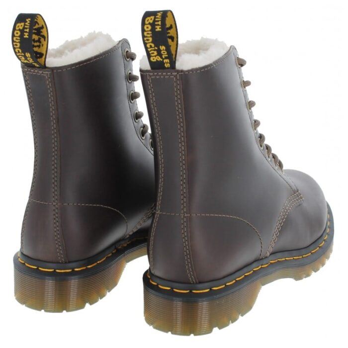 Dr. Martens 1460 Pascal Serena Boots – Dark Khaki Leather – Womens Boots - Crep Direct UK